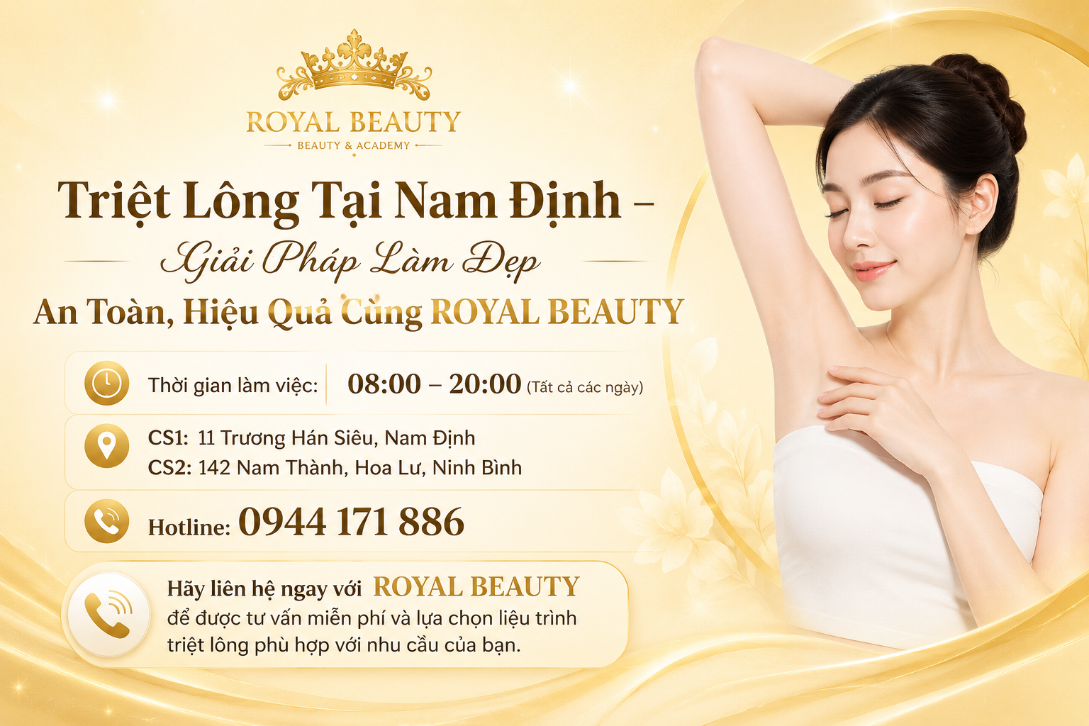 Triệt Lông Tại Nam Định – Giải Pháp Làm Đẹp An Toàn, Hiệu Quả Cùng ROYAL BEAUTY