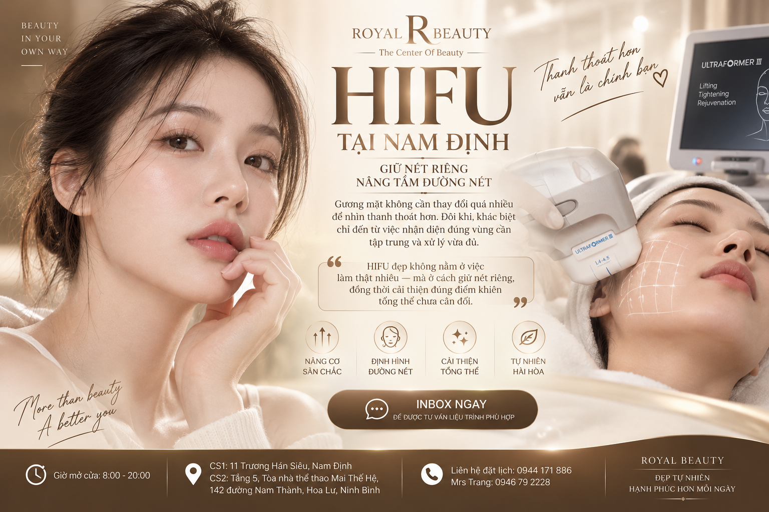 HIFU Tại Nam Định – Giữ Nét Riêng, Cải Thiện Vừa Đủ Để Gương Mặt Thanh Thoát Hơn