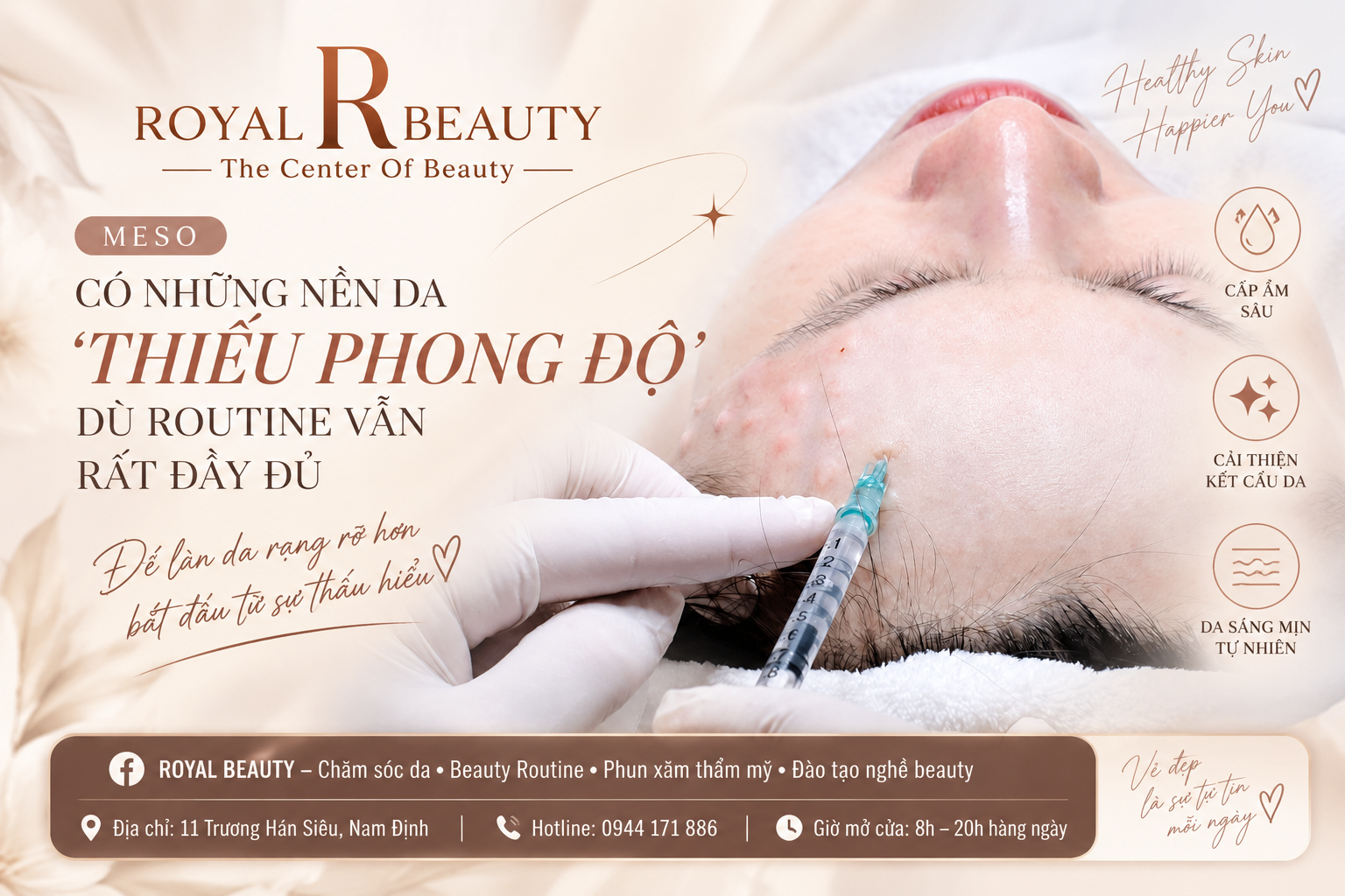 MESO Căng Bóng Trẻ Hóa Tại Nam Định – Khi Routine Đầy Đủ Nhưng Da Vẫn “Thiếu Phong Độ”