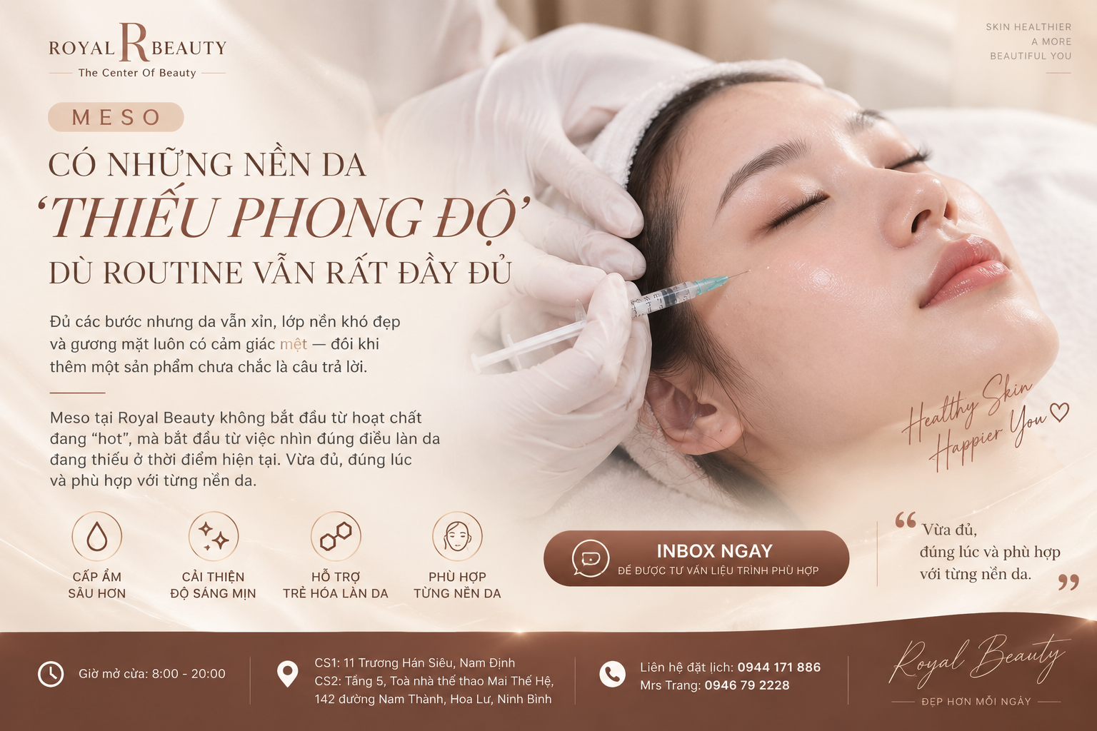 MESO Căng Bóng Trẻ Hóa Tại Nam Định – Khi Routine Đầy Đủ Nhưng Da Vẫn “Thiếu Phong Độ”
