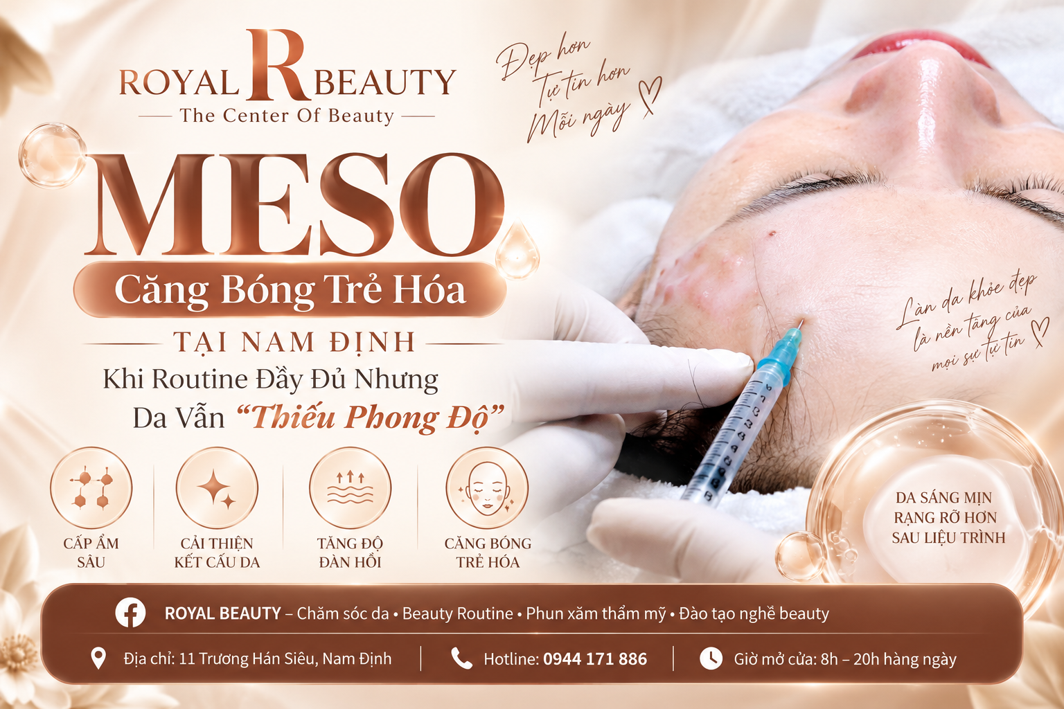 MESO Căng Bóng Trẻ Hóa Tại Nam Định – Khi Routine Đầy Đủ Nhưng Da Vẫn “Thiếu Phong Độ”