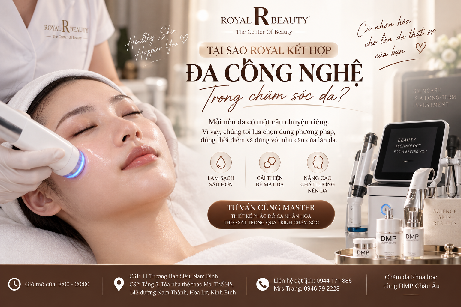Tại Sao Royal Beauty Kết Hợp Đa Công Nghệ Trong Chăm Sóc Da?