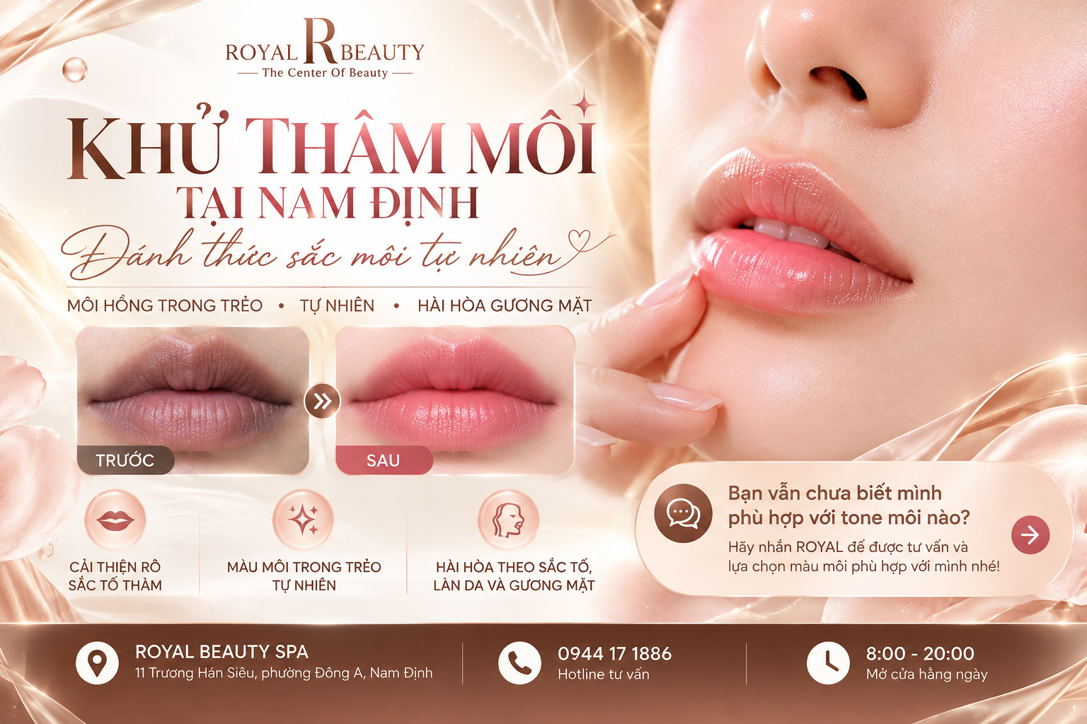 Khử Thâm Môi Tại Nam Định – Đánh Thức Sắc Môi Trong Trẻo, Tự Nhiên Cùng Royal Beauty