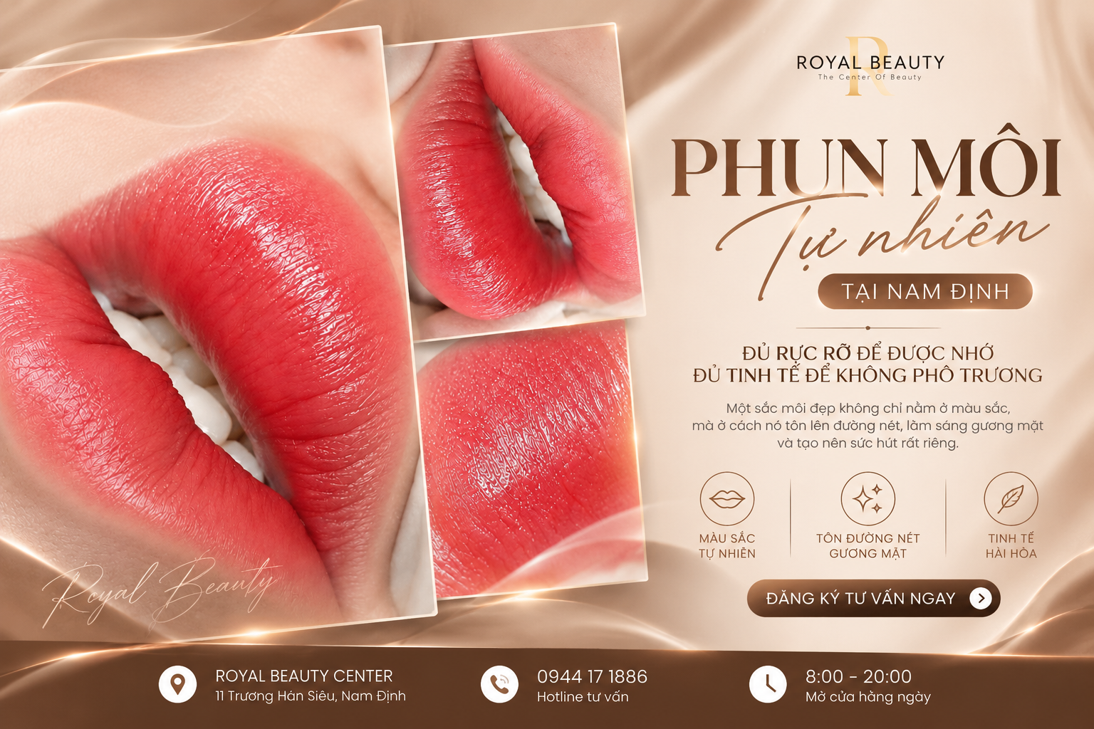 Phun Môi Tự Nhiên Tại Nam Định Đẹp Tinh Tế | Royal Beauty