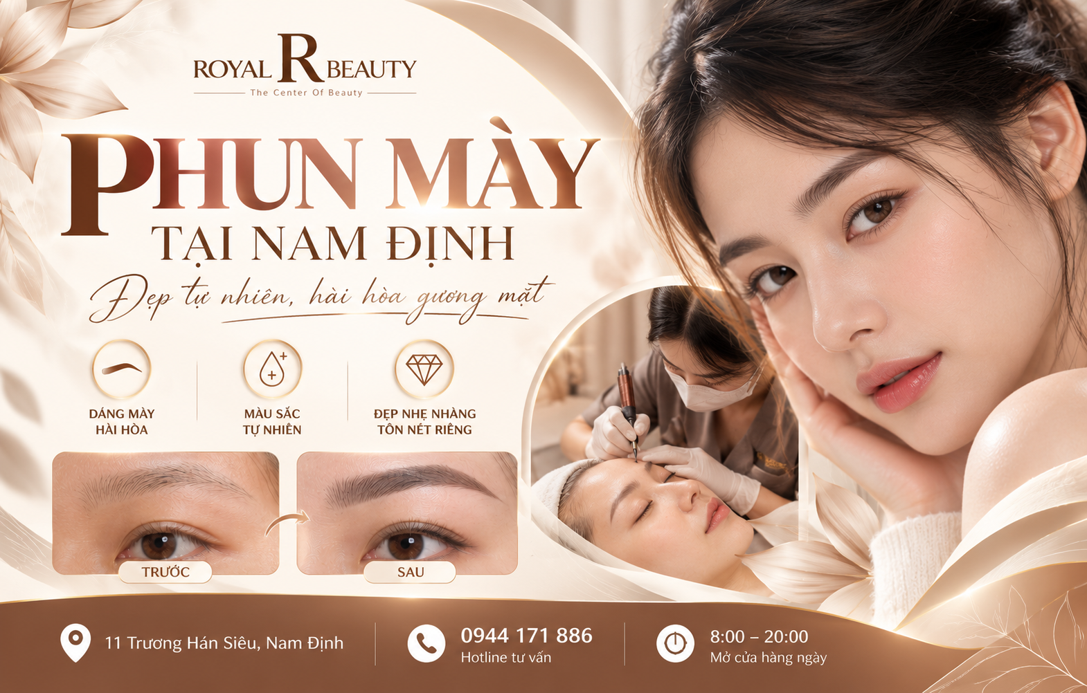 Điêu Khắc Chân Mày Tự Nhiên – Đỉnh Cao Nghệ Thuật Không Để Lộ Dấu Vết Tại Royal Beauty