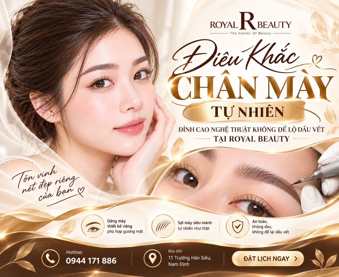 Điêu Khắc Chân Mày Tự Nhiên – Đỉnh Cao Nghệ Thuật Không Để Lộ Dấu Vết Tại Royal Beauty